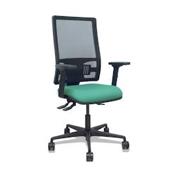 Piqueras y Crespo Silla Bormate asincro malla negra asiento bali verde esmeralda brazos 2D ruedas 65mm - vert multi-matériau 405ASM840B456B2B68R65L_0