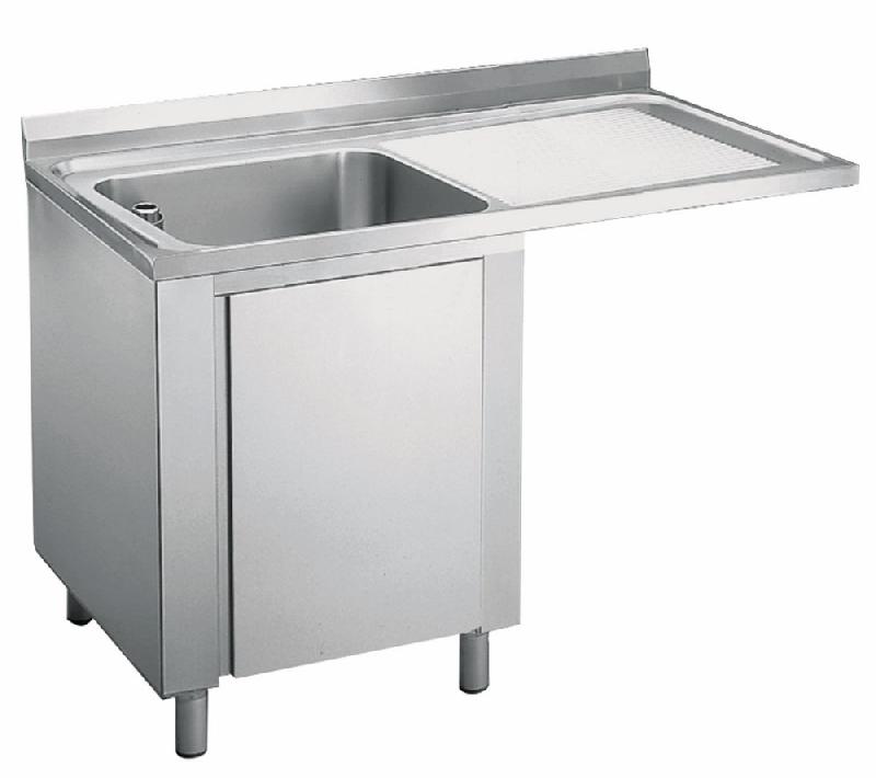 Plonge inox sur armoire avec porte battante, place pour lave-vaisselle, 1 bac à gauche, 1200x700 mm - SLA1LD1207_0