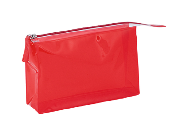 Pochette à maquillage - fermeture zippée - PVC - couleur rouge - poids 26.25 g_0
