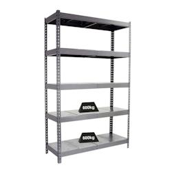PROREGAL Étagère pour charges lourdes METAL BEAST FIVE | HxLxP 200x180x45cm | Charge du compartiment 600kg | Gris - gris métal PR_RS18-14_0