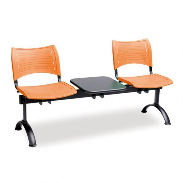 Siège sur poutre 2 places avec tablette - version design orange - idéal pour accueils et salles d'attente - Marque Rolléco_0