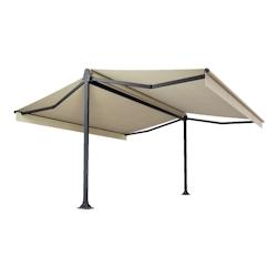 Store double pente Mabay 4,20x2x2,00 M Intersun Manuel (Manuelle - Gris anthracite structuré RAL7016ST - Ecru 300g/m²) - beige aluminium 3662618010023_0