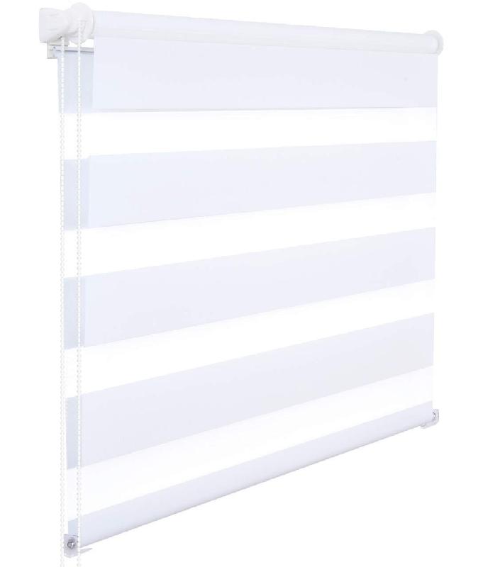 Store enrouleur Zebra Day and Night - rouleau double couche 100x220 cm - tissu 100% polyester - blanc_0