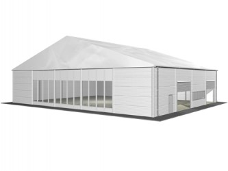 Tente de stockage fermée - structure fixe en aluminium et acier - couverture PVC composite - porte, fenêtre et éclairage inclus_0