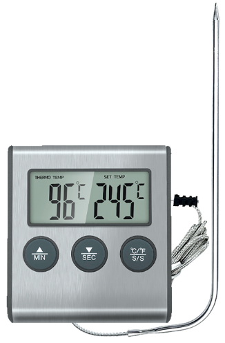 Thermomètre digital - sonde pénétration déportée - spécial four - alarme t° - timer  #8011mi_0