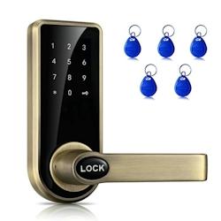 Verrou Connecté Ecran Tactile Code Electronique Mot de Passe+Clé+Carte YONIS - marron 3615616761688_0
