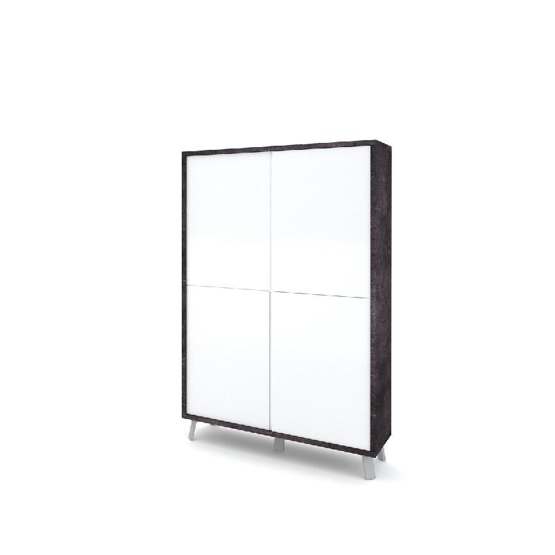 AQA Design Buffet haut VENBRUK en mélamine pierre noire/ blanche brillante L.108 P.41 H.161 MP07037 - multicolore Bois manufacturé MP07037_0