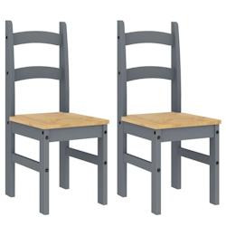 Décoshop26 - Set de 2 chaises de salle à manger design rustique 40 x 46 x 99 cm en bois de pin gris DEC025510 - gris 3000255289226_0