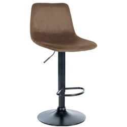Décoshop26 - Tabouret de bar x1 repose-pieds en métal noir confortable en forme d'arc assise en velours marron 10_0004781 - marron 3000252285313_0