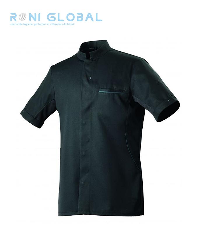 Veste de cuisine homme manches courtes - Coupe slim en polyester, tencel et Seaqual - 1 poche - DUNES MC ROBUR_0