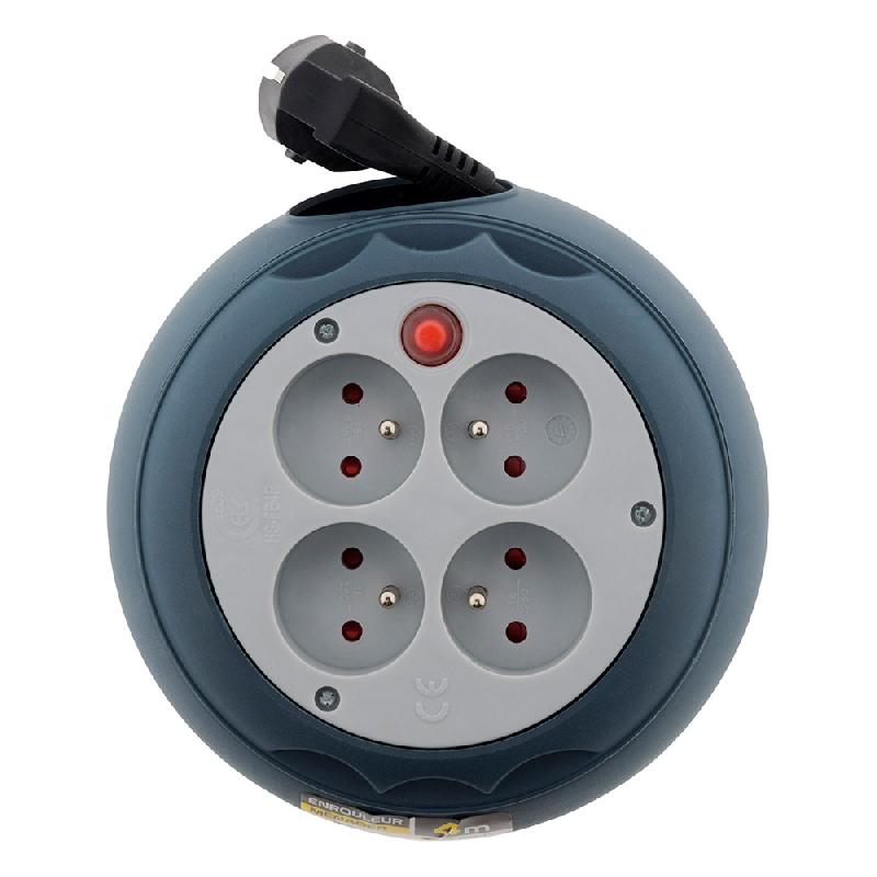 Enrouleur HO5VV-F 4 prises 3G1,5 - 4m avec coupe-circuit thermique - Zenitech_0