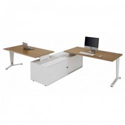 Ensemble de 2 bureaux droits bench Idea Ypsilon avec meuble de rangement - Officity_0