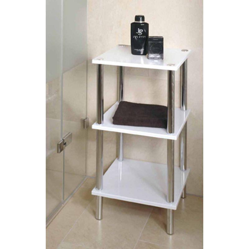 Étagère design 3 niveaux Ines 77cm blanc - Paris Prix - acier et MDF, tendance et moderne_0