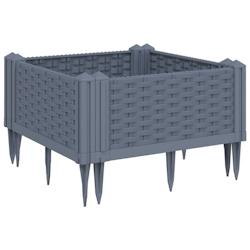 Helloshop26 - Jardinière bac lit surélevé plantes fleurs terrasse jardin avec piquets 42,5 x 42,5 x 28,5 cm PP gris 02_0038198 - 3000214129204_0