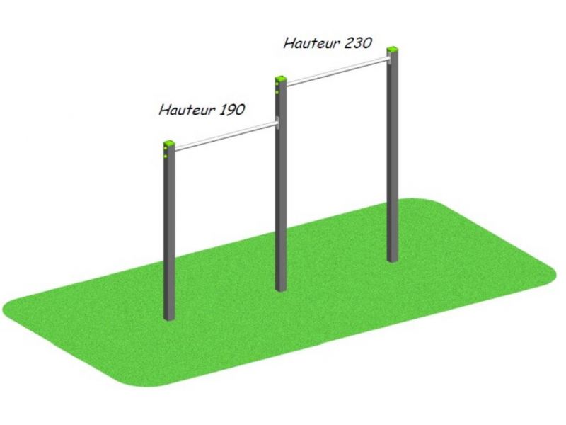 M-PS29A-Barres fixes 2 hauteurs - Parcours de santé - Extébois - Hauteur chute libre maxi : 1,30 m_0
