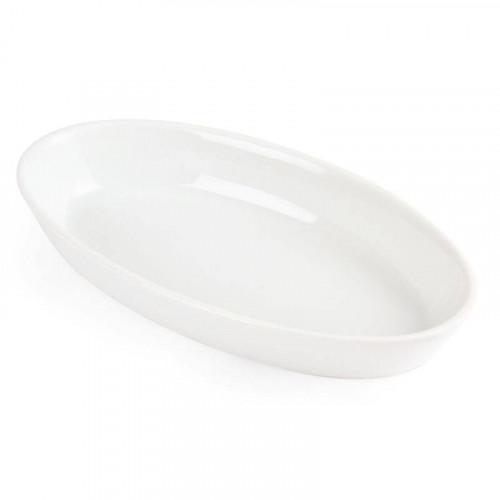 PLATS OVALES EN PORCELAINE BLANCHE OLYMPIA 184 X 103 MM - LOT DE 6