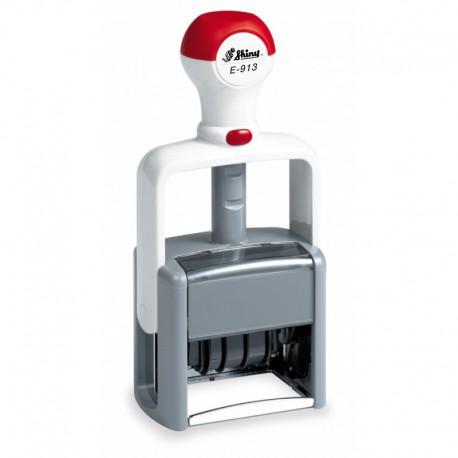 Shiny E-913 - Tampon dateur 4 lignes avec plaque 50x30 mm et encrage noir/rouge_0