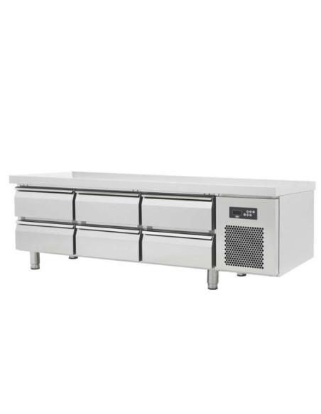 Soubassement réfrigéré positif 6 tiroirs - inox AISI304 - Référence : SBRP6T-1600_0