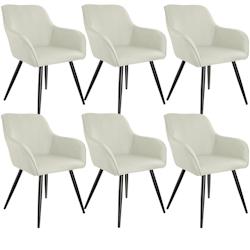 Tectake 6 Chaises Marilyn aspect lin noir - crème/noir -404676 - beige plastique 404676_0