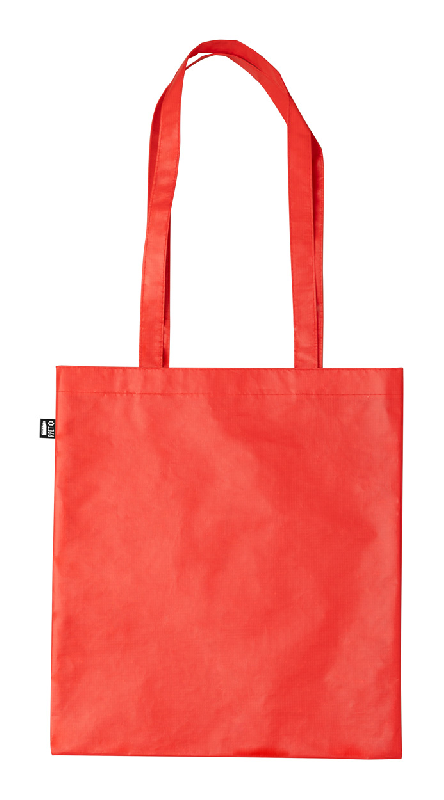 Tote bag publicitaire - laminé en RPET 100 g/m² - anses longues - couleur rouge_0