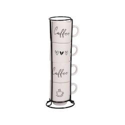 Tour de 4 tasses Sweet coffee 12 cl -  Blanc Rond Porcelaine Table Passion 8.5x6 cm - blanc porcelaine 3106232313349_0