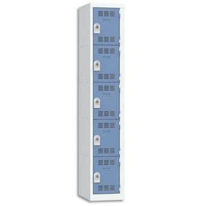 Pierre henry vestiaire 5 cases + 1 colonne - dimensions : l30 x h180 x p50 cm gris perle bleu_0