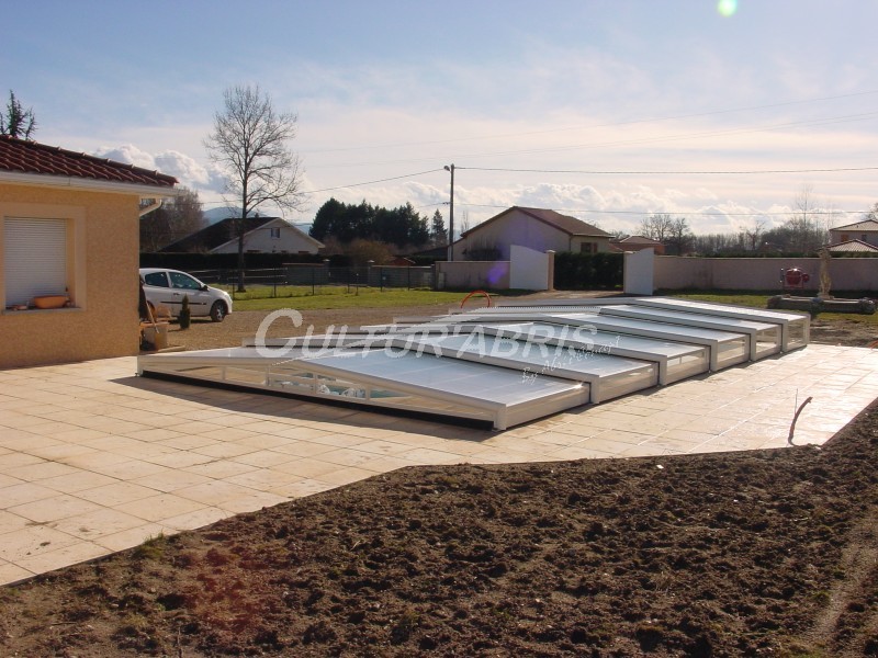 Abride  piscine plat, télescopique - toiture 2 pans - Moorea 3 / Cultur'Abris_1