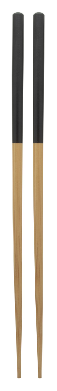 Baguettes en bambou - Set de 2 avec extrémités peintes - Couleur noire - Poids 16g_0