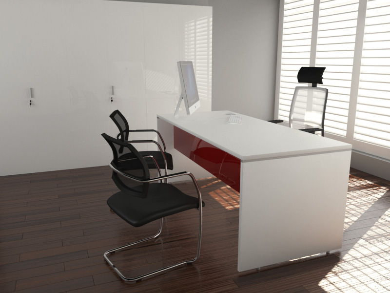 Bureau de direction en bois mélaminé coloré façon laqué - Topaze_0
