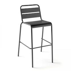Oviala Business - Chaise haute en métal Palavas anthracite, robuste et empilable - gris acier 105767_0