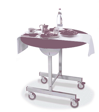 Chariot room service 406 - Plateau bois mélaminé Merisier - Pliable avec roues et freins_0