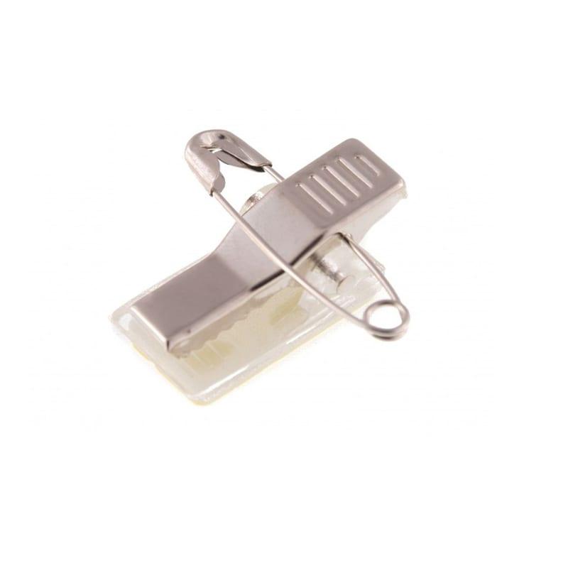 Clip adhésif métal à pince crocodile avec épingle de sûreté - 22x12 mm - Conditionnement par 100_0