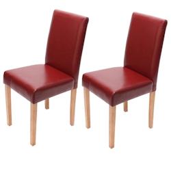 Décoshop26 - Lot de 2 chaises de salle à manger cuisine en synthétique rouge pieds en bois clair design moderne 04_0002079 - 3000014932691_0