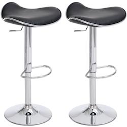 Décoshop26 - Lot de 2 tabourets de bar en synthétique noir pieds métal chromé pivotant et hauteur réglable 10_0001330 - noir 3000680769607_0
