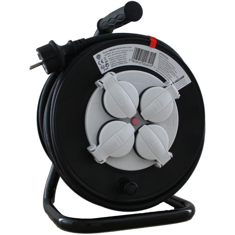 Enrouleur de chantier 25m - câble HO7 RN-F 3G1,5mm² avec disjoncteur thermique - IP44_0