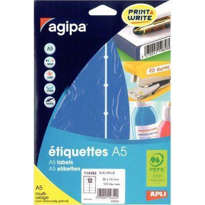 Etui de 120 étiquettes adhésives - Format 32x70 mm - Bleu - Multi-usages - AGIPA 114352_0