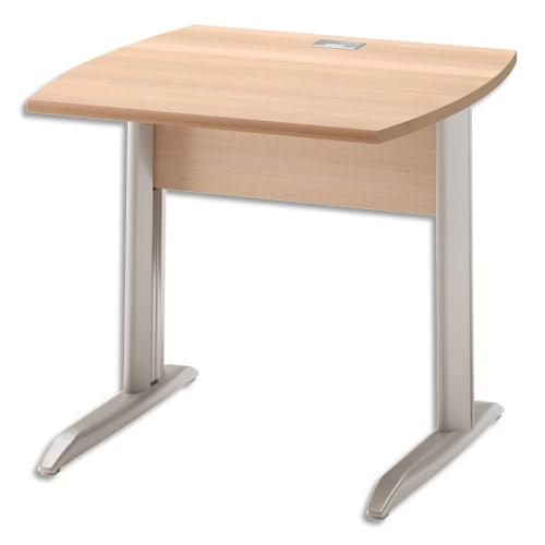 Bureau droit Gautier Office - Pieds métal avec voile de fond Jazz - Hêtre/Gris clair - L80 x H74 x P80 cm_0