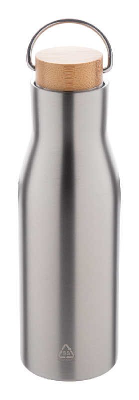 Gourde isotherme - double paroi en acier inoxydable recyclé - couvercle en bambou - 500 ml_0