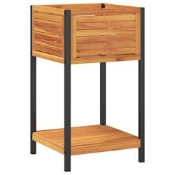 Helloshop26 - Jardinière bac lit surélevé plantes fleurs terrasse jardin et étagère 45 x 45 x 80 cm bois massif d'acacia et acier 02_0038618 - 30_0