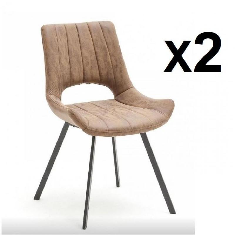 Lot de 2 chaises design ORLY cappuccino - piétement anthracite - tissu garni en mousse polyuréthane_0