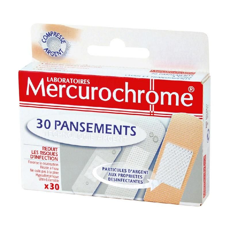 PANSEMENT MERCUROCHROME - TECHNOLOGIE ARGENT - BOITE DE 30 (PRIX À L'UNITÉ)