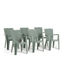 RATTATAN Set de 6 chaises monobloc en polypropylène avec fibre de verre, effet rotin, empilables pour extérieur et jardin, bar et restaurant - Diana_0