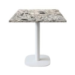Restootab - Table 70x70cm - modèle Round pied blanc terrazzo cepp - gris fonte 3760371511143_0