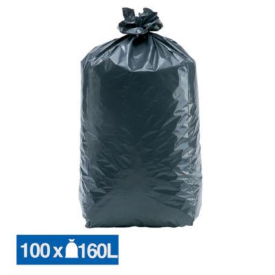 Sacs poubelle déchets lourds Tradition qualité épaisse gris 160 L, lot de 100_0