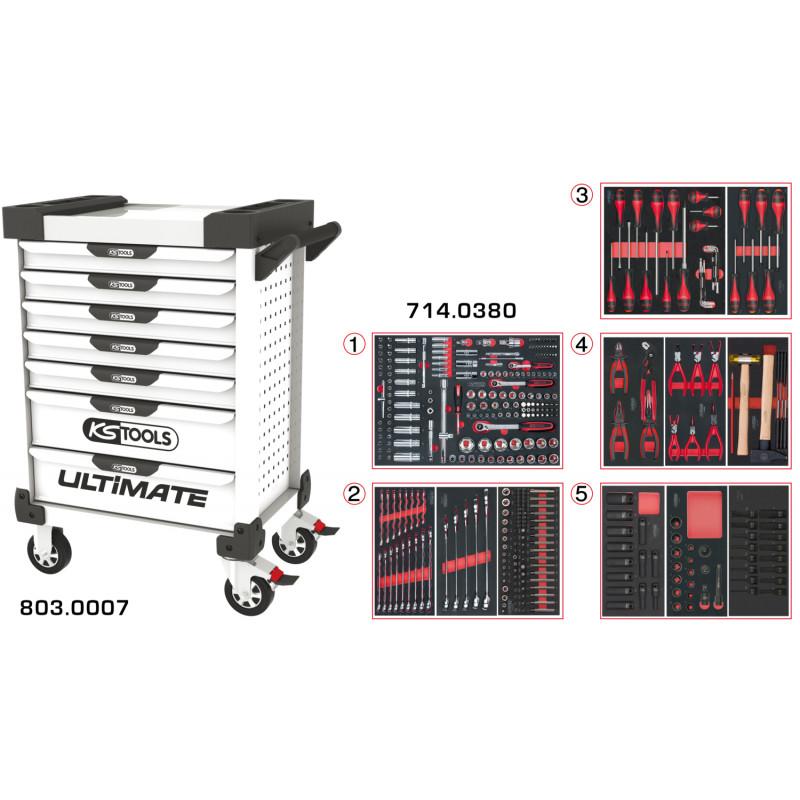 Servante PEARLline blanche 7 tiroirs équipée de 384 outils - KS Tools | 803.7380_0