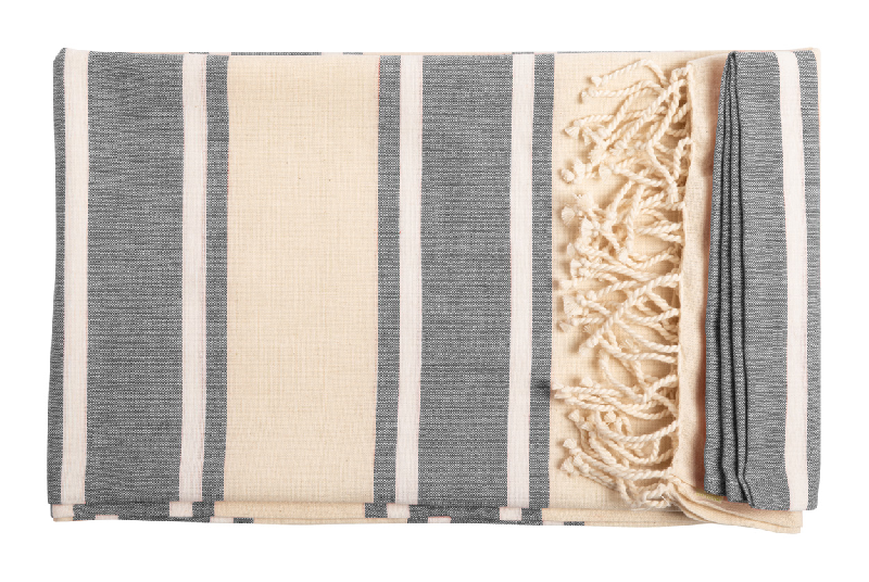 Serviette de plage - paréo bicolore en coton bio - 100% coton biologique, 110 g/m² - couleur gris cendré, poids 206 g_0