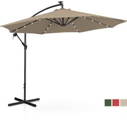 Uniprodo - Uniprodo UNI_UMBRELLA_R300TAL_N Parasol Déporté Excentré Avec LED De Terrasse Jardin Pour Balcon taupe Rond Ø 300 cm Inclinable - 40628_0