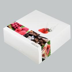 Boîte pâtissière décor Délices 300x300x100mm x 20 JORIDEAL - blanc en carton 13664324692583_0
