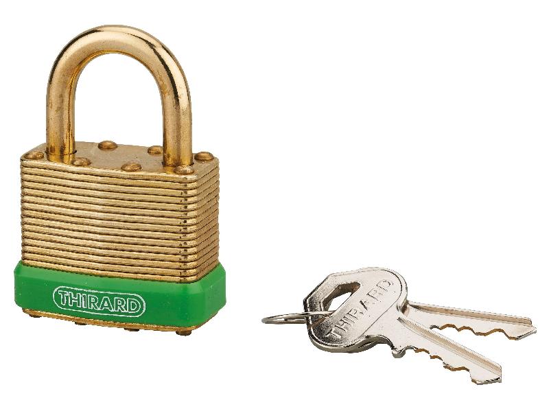 Cadenas à clé Green Adventure 40 mm - laiton, double verrouillage, 2 clés crantées - THIRARD_0
