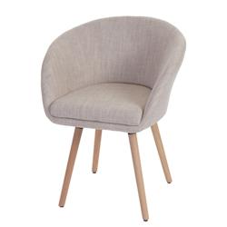 Décoshop26 - Chaise de salle à manger cuisine design rétro scandinave en tissu crème-gris pieds bois clair 04_0002377 - gris 3000276132693_0